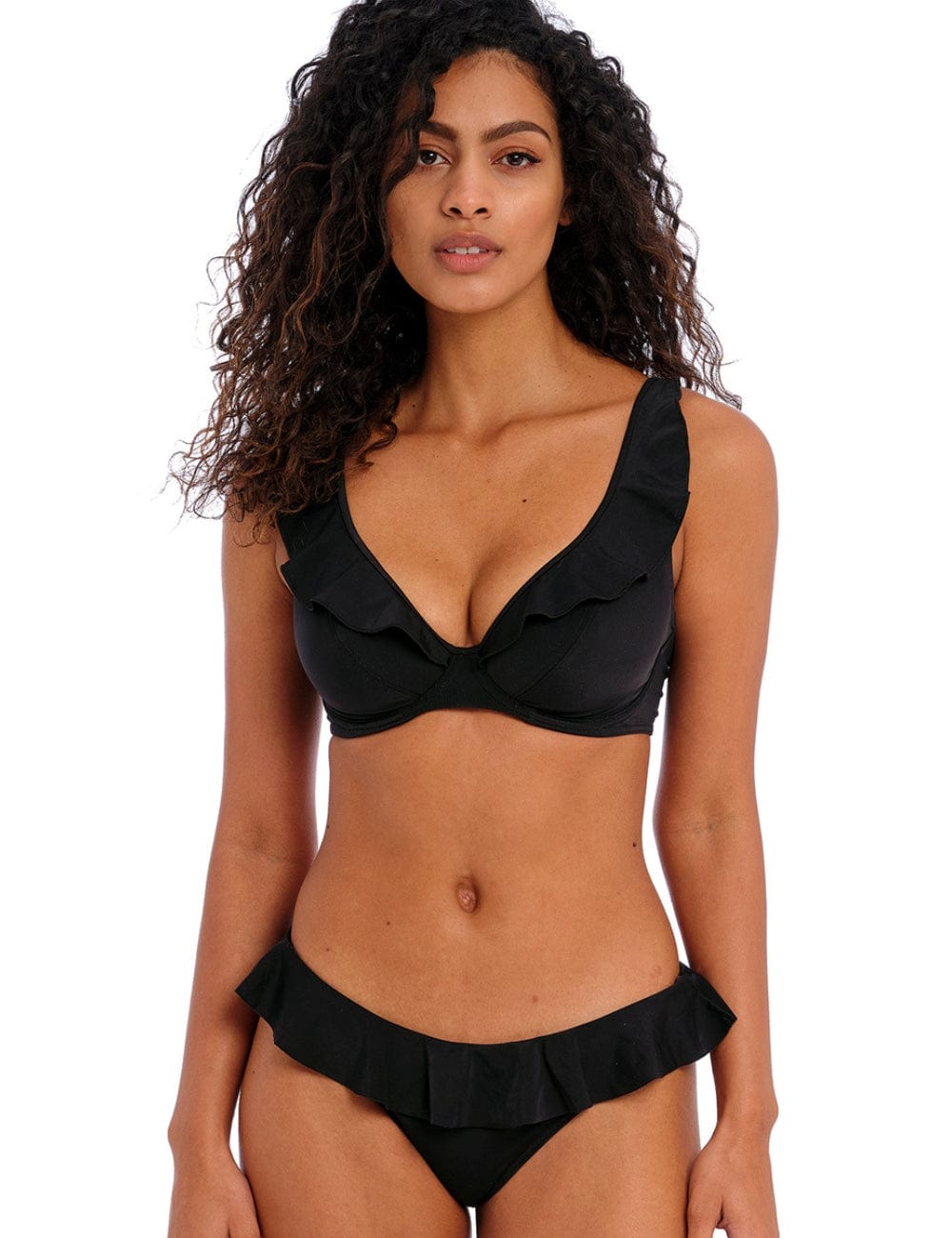 Freya Jewel Cove High Apex Bikini Top Plain Black