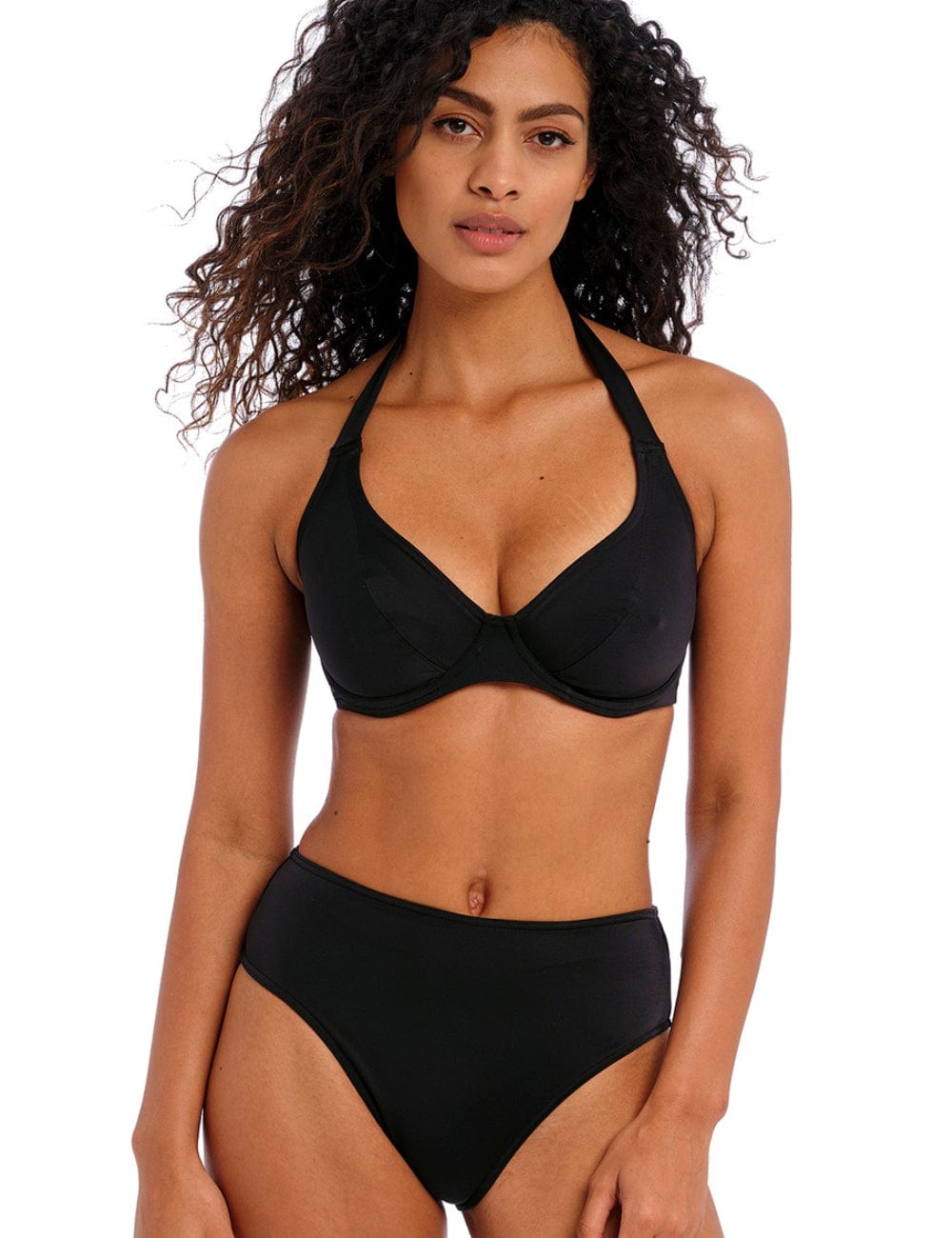 Freya Jewel Cove High Apex Bikini Top Plain Black